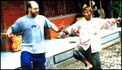 Avi learning Balinese dance from Ketut Madra